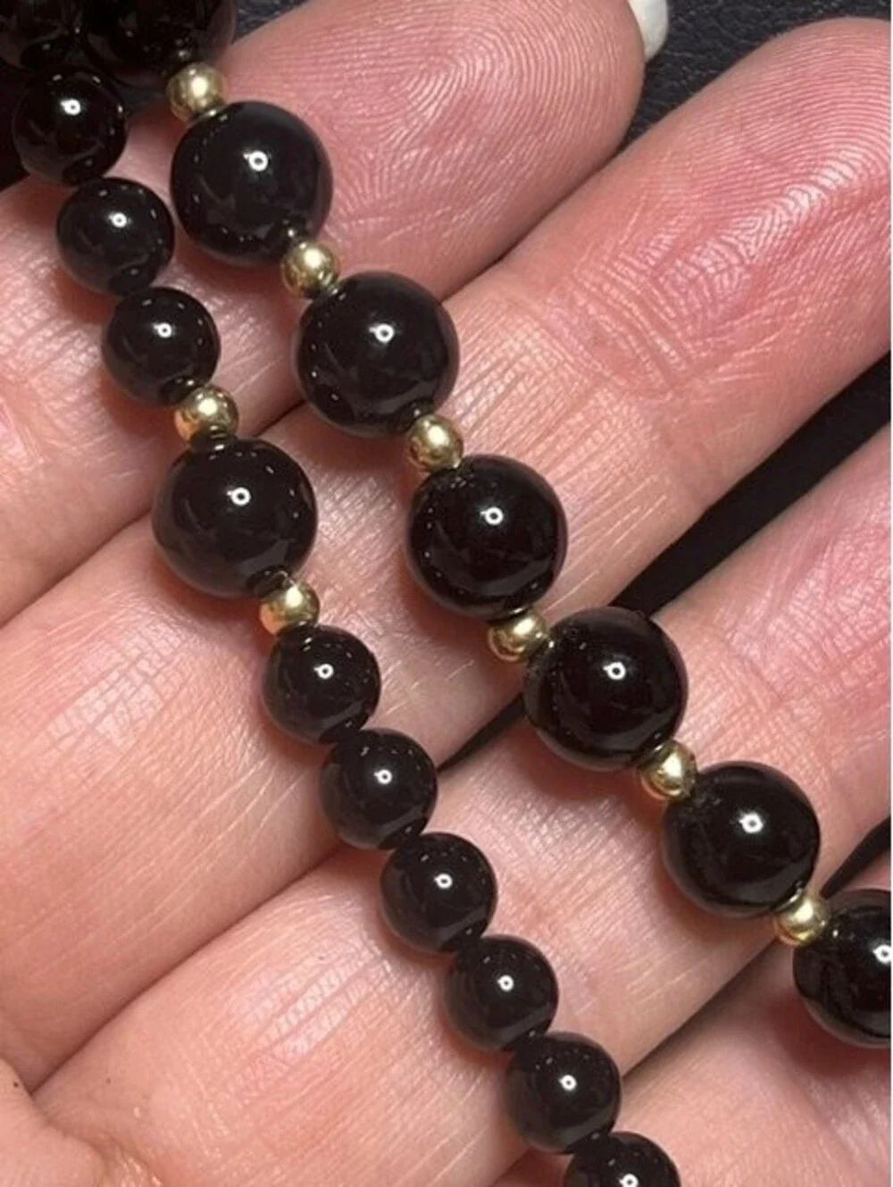 B6662 2Pc Long Multi-Strand Black Gold Tone Glass Beaded Opera Necklace 29-130